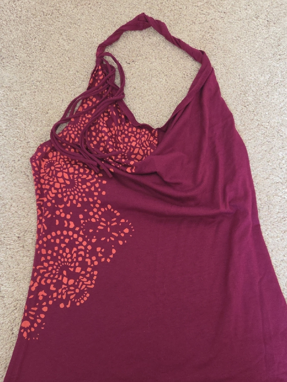 Gentle Fawn Maroon Halter Camisole with Orange Floral Accent
